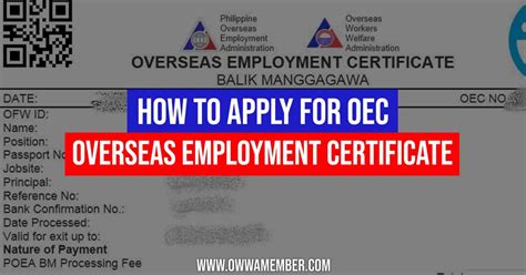 OEC Overseas Employment Certificate (Balik .